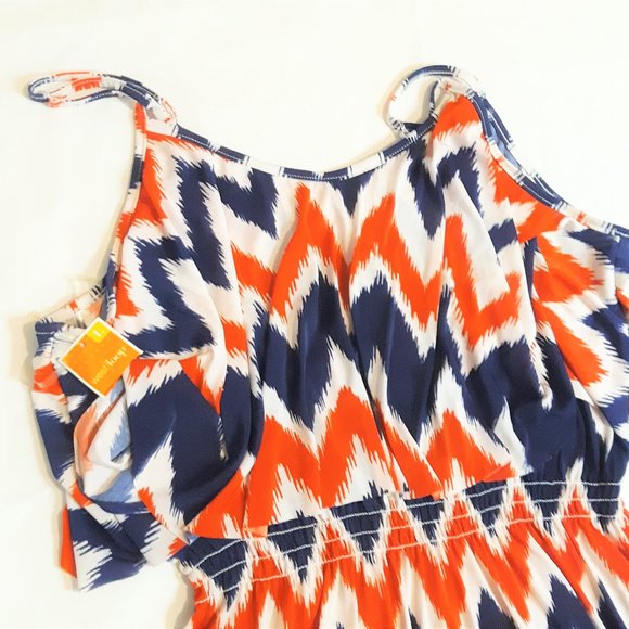 West Loop Size Large Red White Blue Print Maxi Dress NWT - Picture 15 of 15